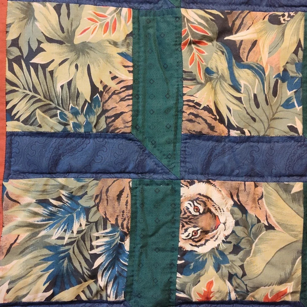 Beautiful Tiger Handmade Small Quilt With Tigers